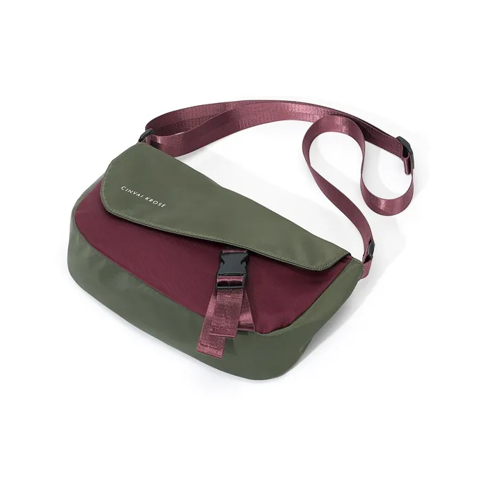 CinvaiKrose Polyester Urban Techwear Messenger Bag, Shoulder Bag, Crossbody Bag Small Size Men's Green/Black-3