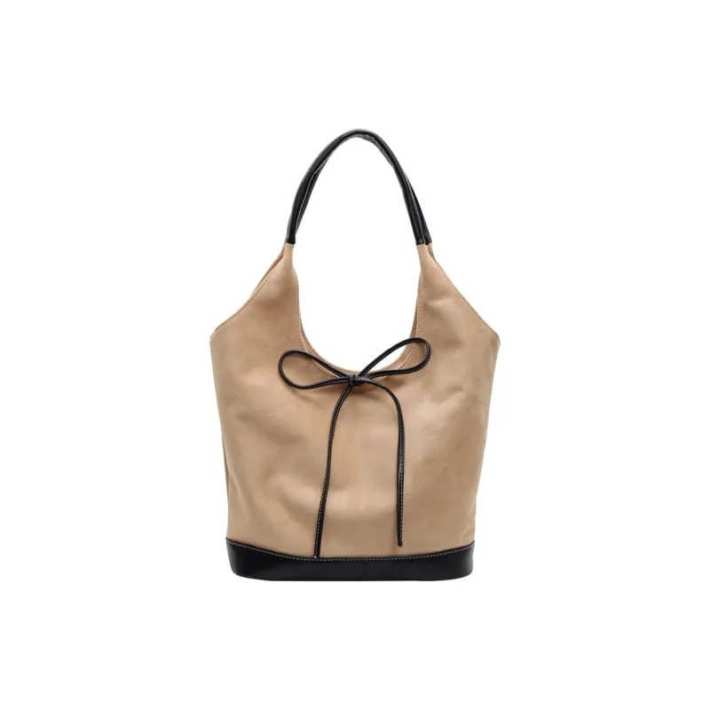 Morellybear Leather Velvet Shoulder Bag Women's Coffee/Brown/Khaki-5