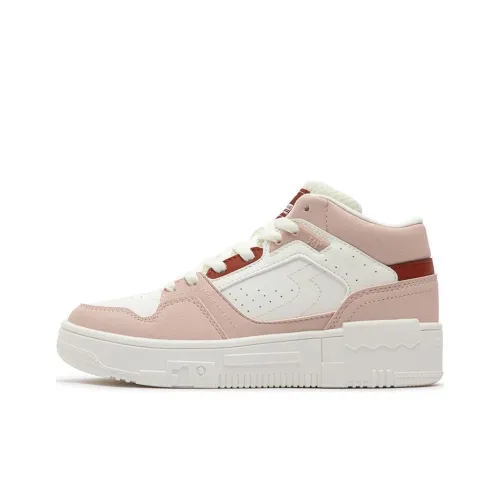 361° Anti-Slip Wear-Resistant Mid-Top Skateboard Shoes Women's White Pink