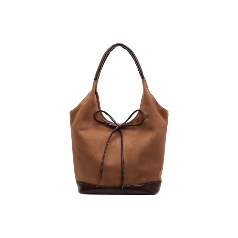 Morellybear Leather Velvet Shoulder Bag Women's Coffee/Brown/Khaki-9