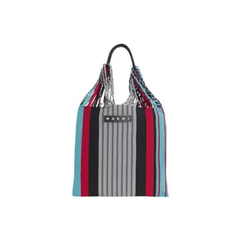 MARNI Fabric Hammock Bag Shoulder Bag, Handbag Medium Size Women's Gray & Red & Blue
