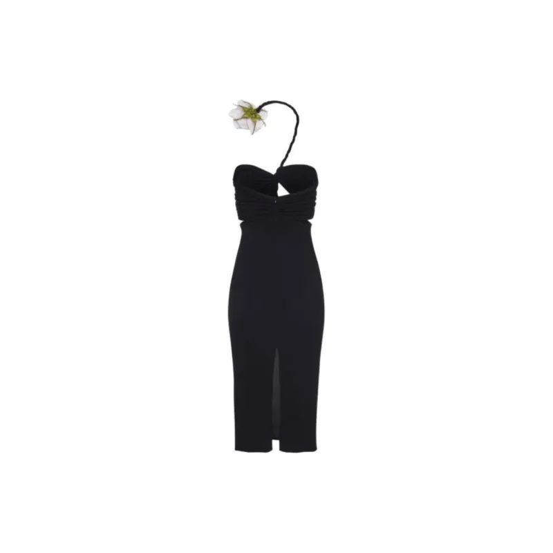 Magda Butrym Rose-Detailed Asymmetric Gathered Midi Dress-1