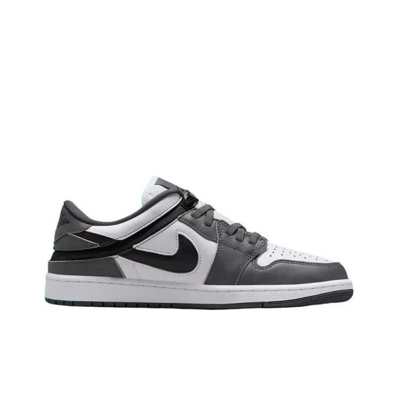 Jordan Air Jordan 1 Anti-Slip Wear-Resistant Low-Top Vintage Basketball Shoes Unisex White Gray Black-1
