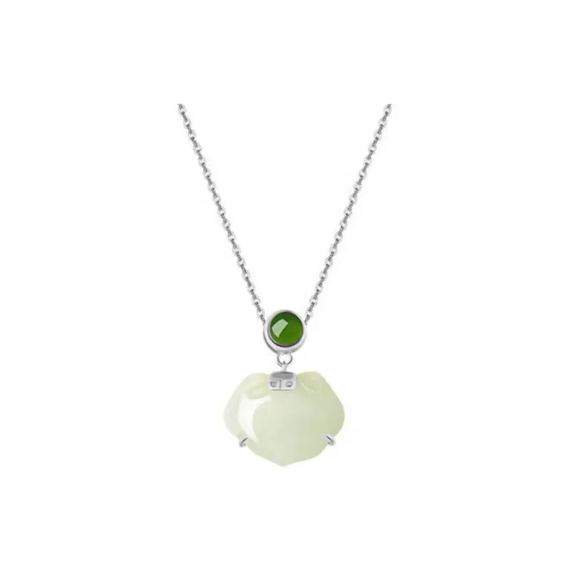 GOLDFISH ALLEY Hetian Jade Necklaces Pale Greenish White Jade Women's-4