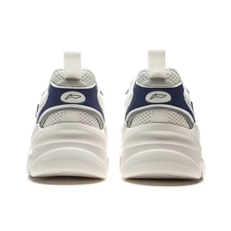 LiNing Clouds Cushioning Anti Slip And Wear Resistant Support Low Top Chunky Sneakers Men's White Blue-5