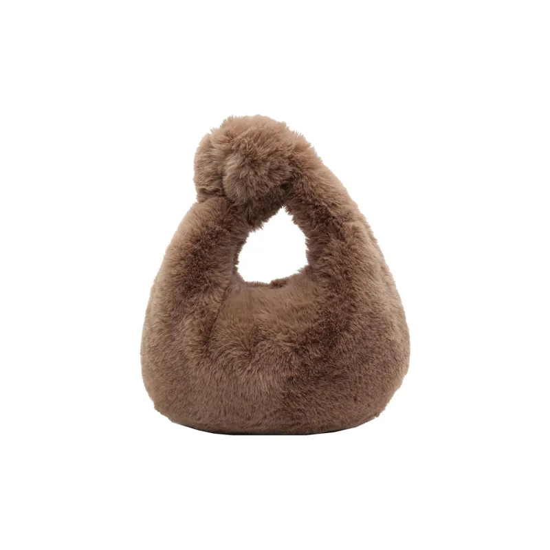 Morellybear Plush Handbag Women's Black/Ecru/Khaki/Coffee-3