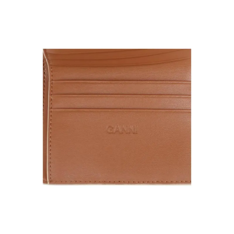 GANNI Recycled Leather Wallet Women's Caramel Coffee Coffee-4