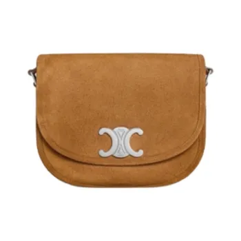 CELINE BesaceTriomphe Calfskin Shoulder Bag Crossbody Bag Medium Size Men's Brown