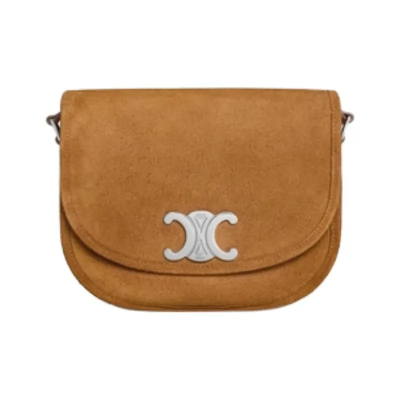 CELINE BesaceTriomphe Calfskin Shoulder Bag Crossbody Bag Medium Size Men's Brown-0