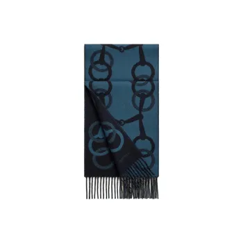 HERMES Cashmere Knit Scarves Men's Navy