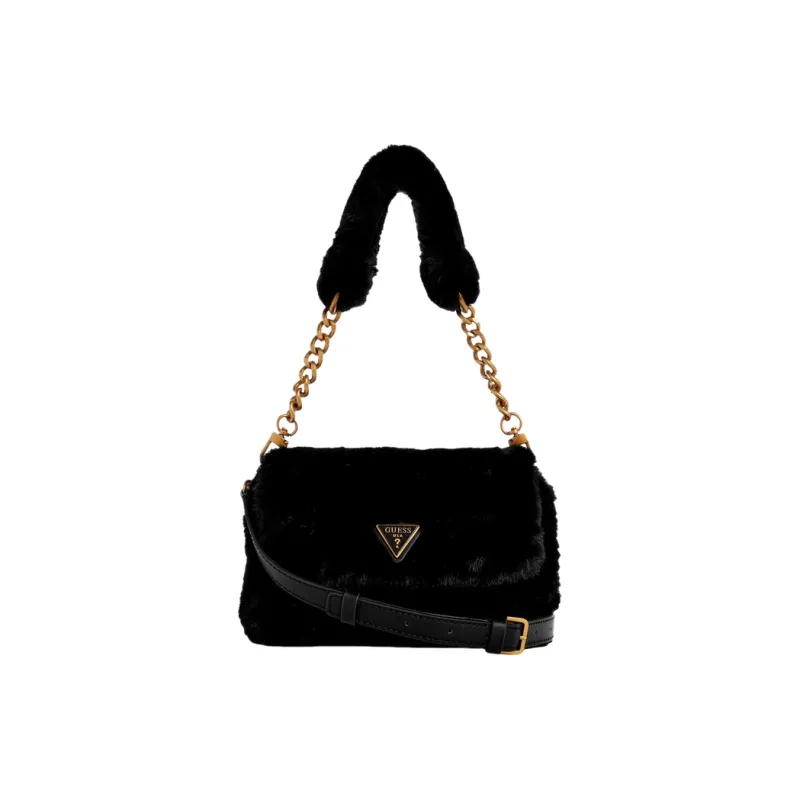 GUESS Artificial Leather Small Square Bag Shoulder Bag Medium Size Women's Black-0