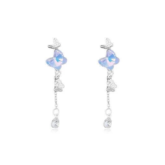 WANLIACC Alloy Iridescent Butterfly Stud Earrings Women's-0