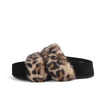 DOLIN COLLECTION Slip Resistant Slide Slippers Women's Leopard Print