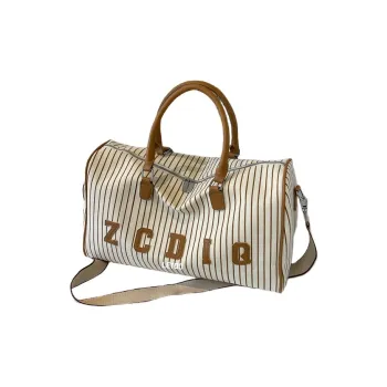 LETOO Canvas Travel Bag Canvas Bag Regular Women's Ecru/Coffee/Black