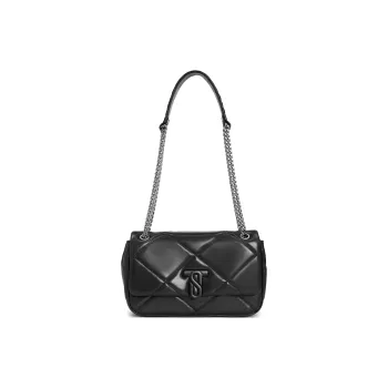 Staccato Sheepskin Small Square Bag Shoulder Bag Medium Size Women's Modern Black/Refined White