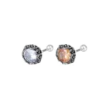 Crown Round Zircon Stud Earrings[White+Orange 1 Pair]
