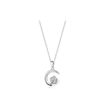 WANLIACC S925 Silver Moonlit Rose Necklace Women's