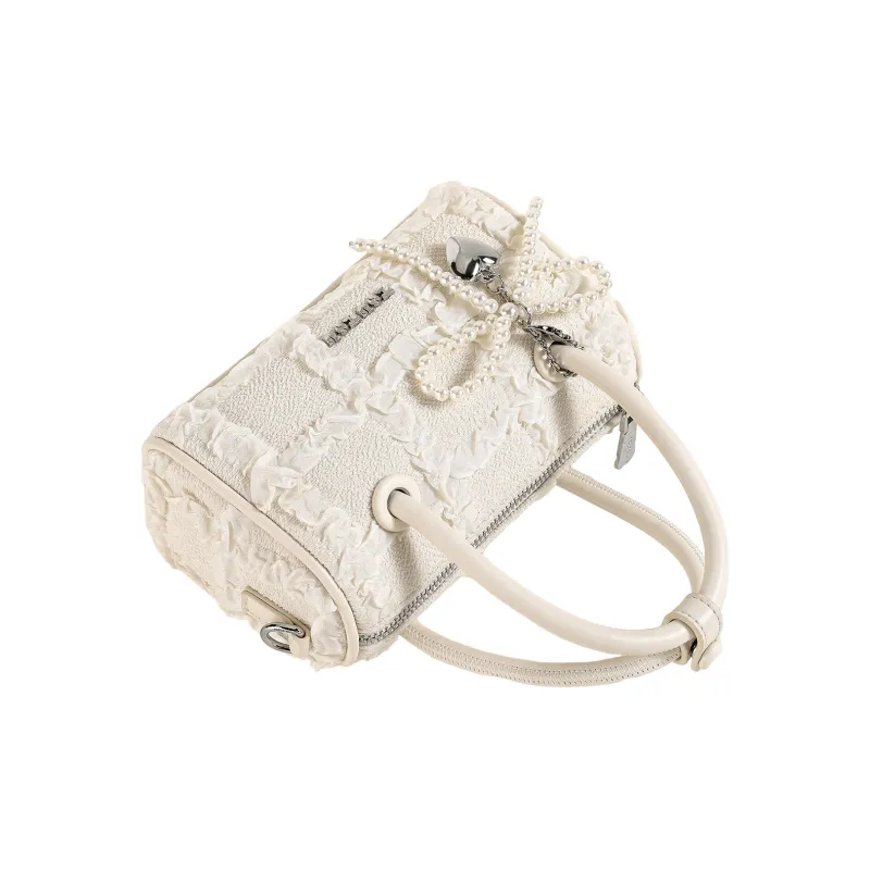 TOUTOU Fabric Handbag Regular Women's White/Blue-5