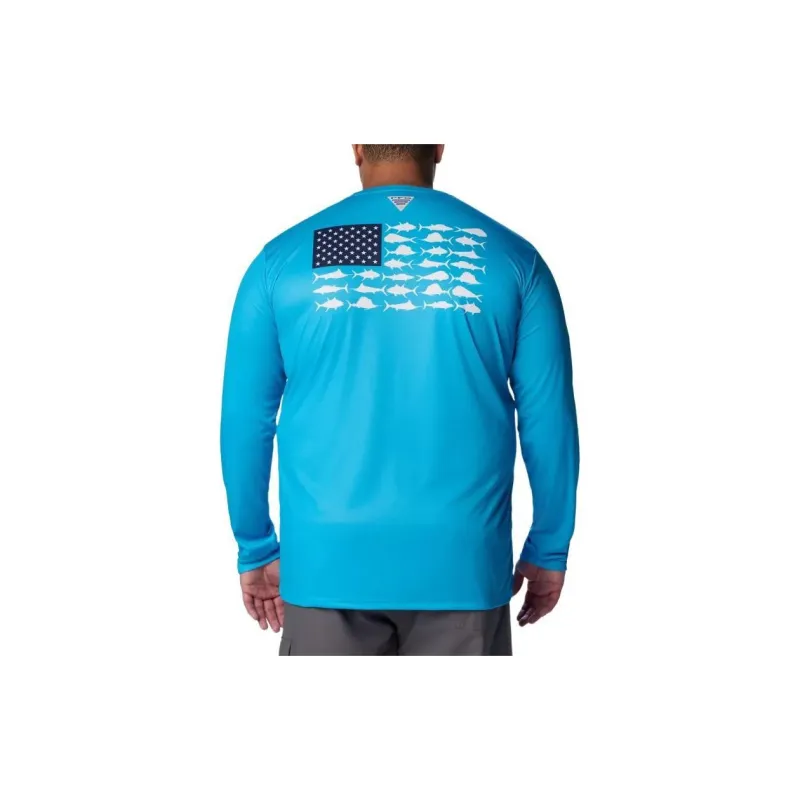 Columbia PFG Terminal Tackle Fish Flag T-Shirt Men's Ocean Blue-1