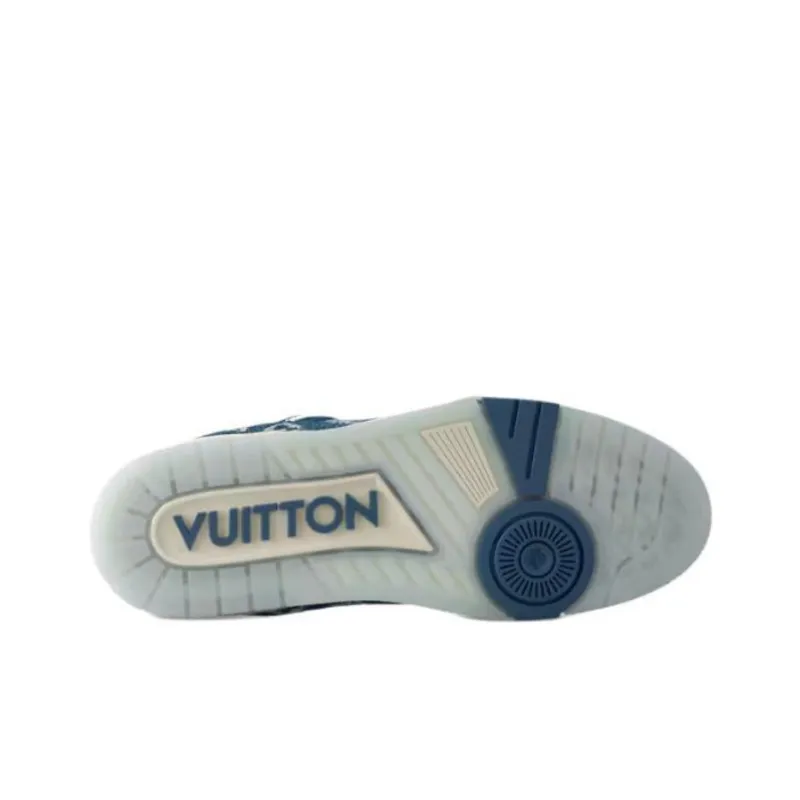 LOUIS VUITTON Trainer Low Top Skateboard Shoes Unisex Blue White-5