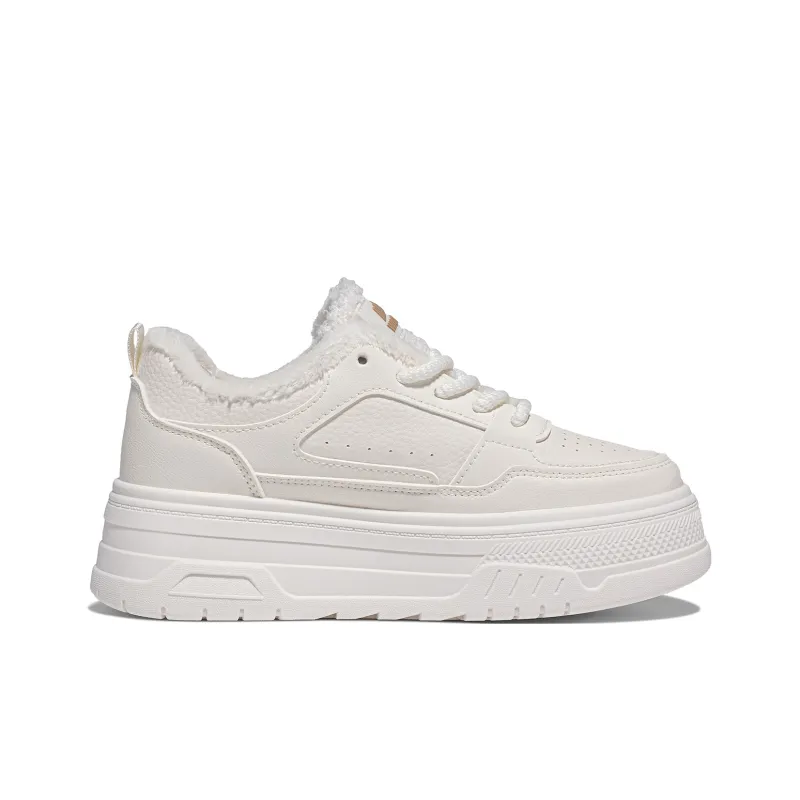 Warrior White Sneakers Thermal Coverage Lightweight Low Top Skateboard Shoes Women's Beige-1