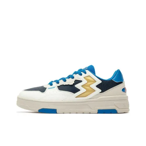 361° Anti Slip Wear Resistant Low Top Skateboard Shoes Men's White Blue Yellow