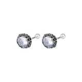 Crown Round Zircon Stud Earrings[White, 1 Pair]