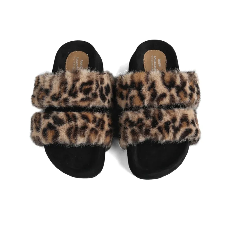 DOLIN COLLECTION Slip Resistant Slide Slippers Women's Leopard Print-4