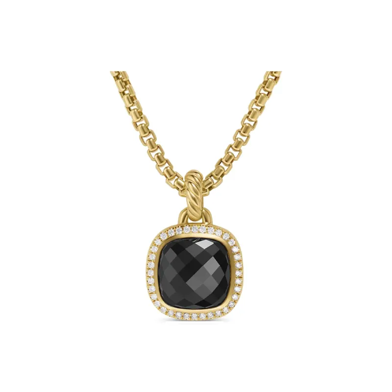 David Yurman 18kt Yellow Gold Albion Onyx And Diamond Pendant 15.5mm-1