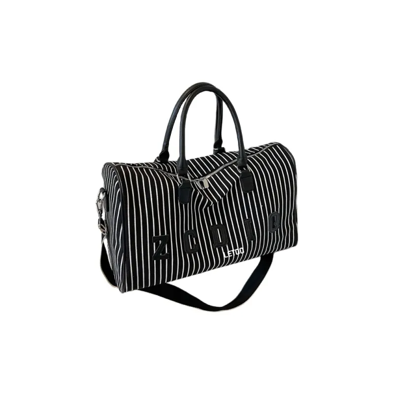 LETOO Canvas Travel Bag Canvas Bag Regular Women's Ecru/Coffee/Black-7