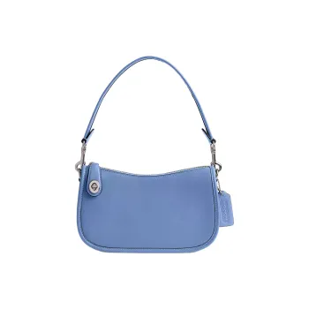 COACH Swinger Glove Tanning Shoulder Bag, Portable Crossbody Bag Medium Size Women's Silver & Dusty Blue