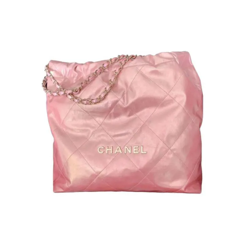 CHANEL 22Bag Cow Leather Bucket Bag, Handbag, Shoulder Bag Medium Size Women's Gradient Pearlescent Pink-0
