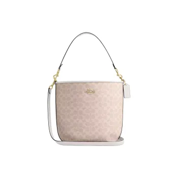 COACH Coated Canvas Bucket Bags Shoulder Bag Crossbody Bag Handbag Large Size Women's Sand & Chalk