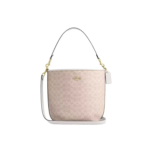 COACH Coated Canvas Bucket Bags Shoulder Bag Crossbody Bag Handbag Large Size Women's Sand & Chalk
