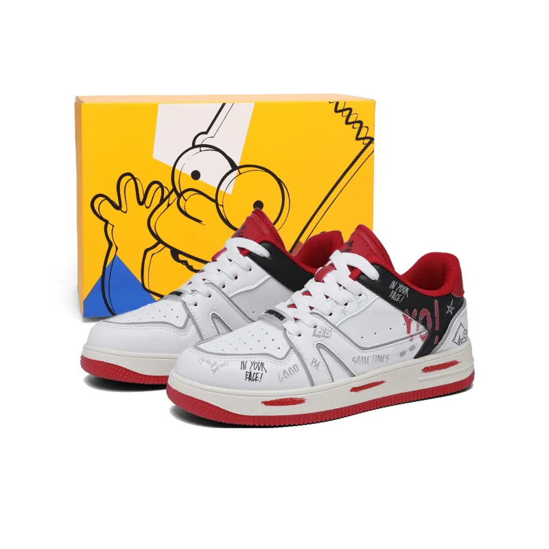 The Simpsons Skateboard Shoes Unisex Low Top Mismatched/White Red/White Black/White-14