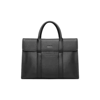 FAIRWHALE Top Grain Cow Leather Laptop Bag Regular Men's Black