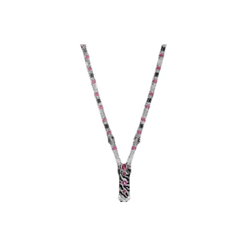 CARTIER White Gold Red Beryl Onyx Diamond Necklaces Women's Silver