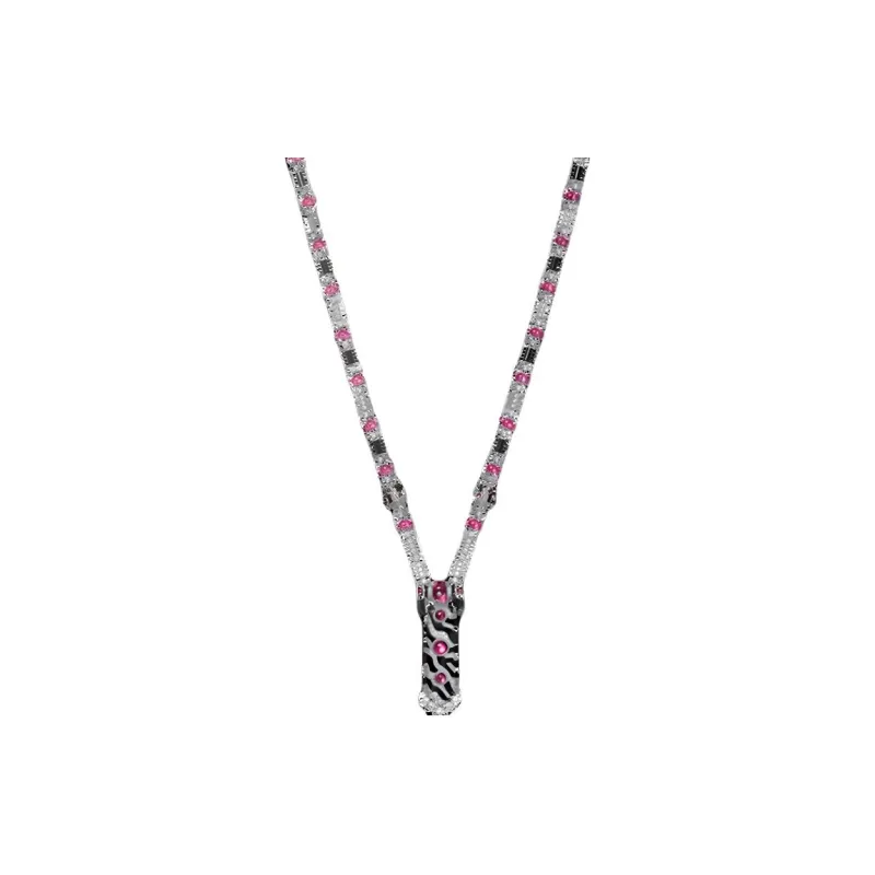 CARTIER White Gold Red Beryl Onyx Diamond Necklaces Women's Silver-0