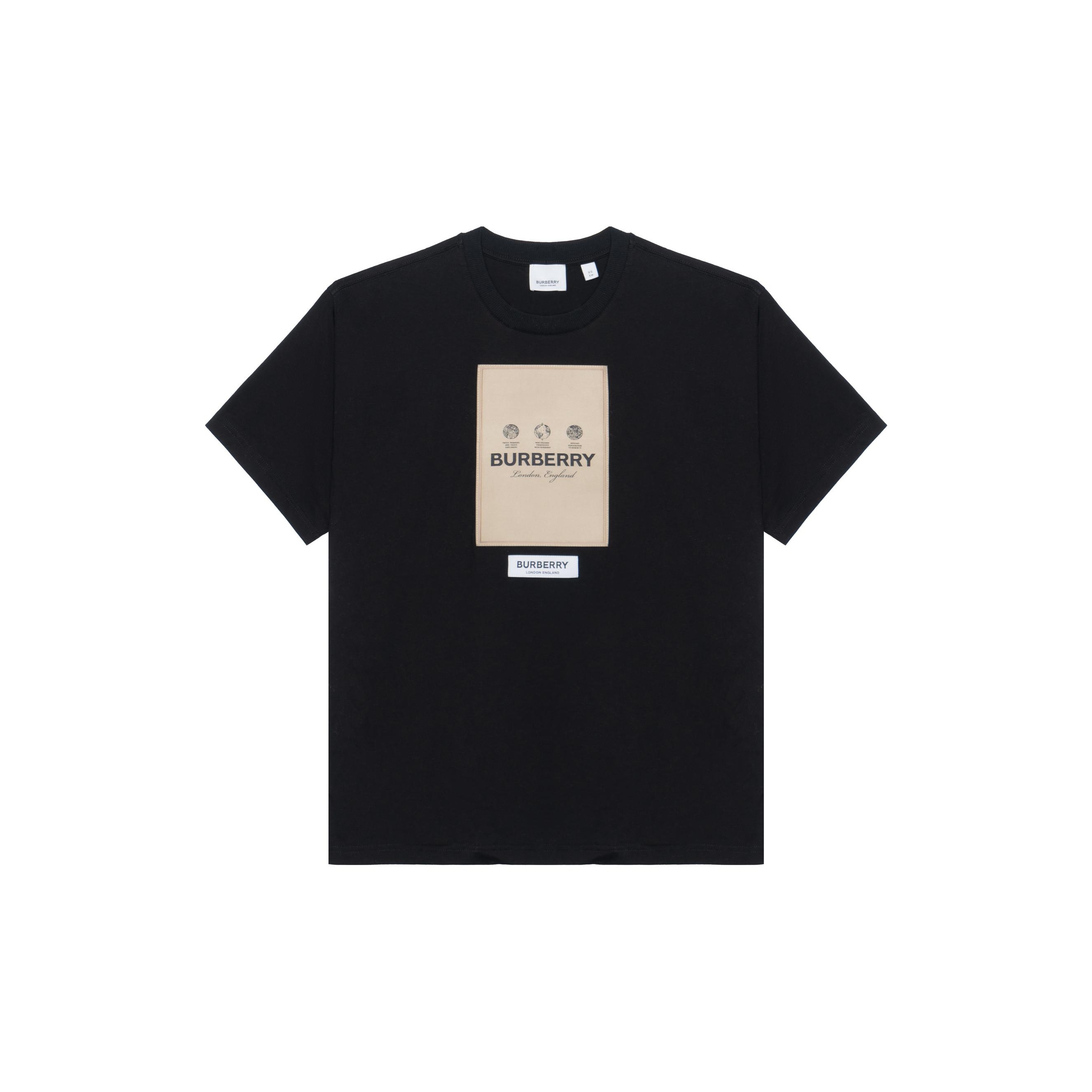 Burberry Men Label Applique Cotton Oversized T-Shirt Black