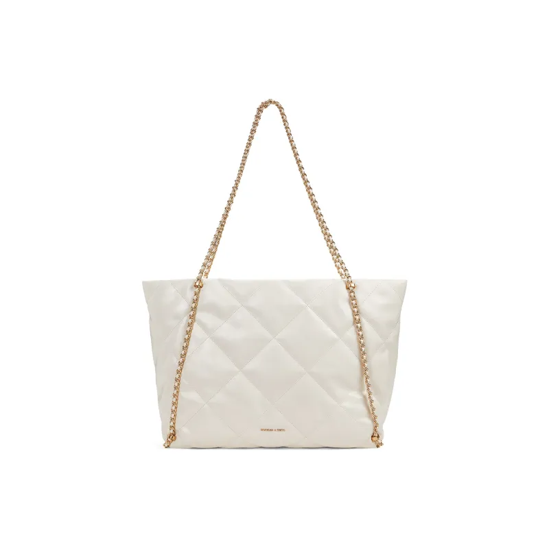 CHARLES&KEITH PU Shoulder Bag Extra Large Women's Black/Grey/Cream/Milk White-5