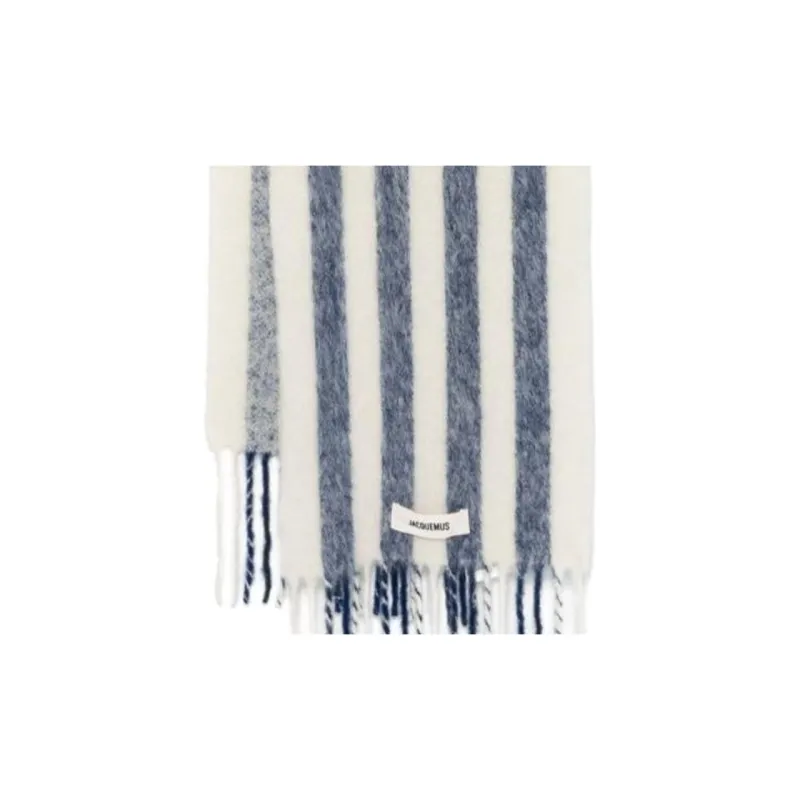 Jacquemus Striped Logo Patch Fringed Scarf-1