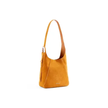 AMAZING SONG Nubuck Shoulder Bag Large Size Women's Sunset Orange/Milk Tea Brown