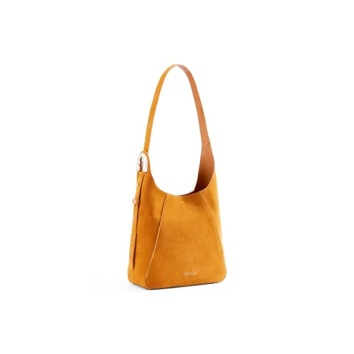 AMAZING SONG Nubuck Shoulder Bag Large Size Women's Sunset Orange/Milk Tea Brown