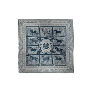 HERMES Cashmere Knit Scarves Men's Marble Blue