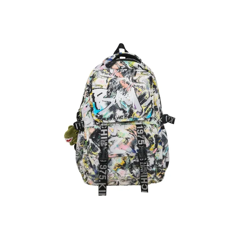 Cwatcun Nylon Backpack Unisex Yellow/Multicolor/Khaki/Green-3