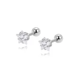 Sparkling Star Stud Earrings[White]