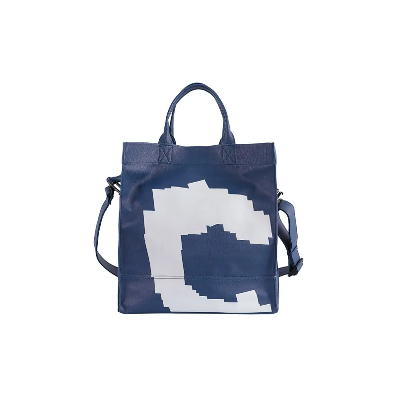 Crying Center PU Handbag, Crossbody Bag Unisex White/Ink Blue-4