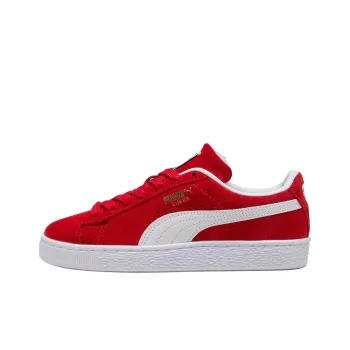 PUMA Suede Classic Anti Slip Wear Resistant Low Top Kids' Skateboarding Shoes Red White Teenagers