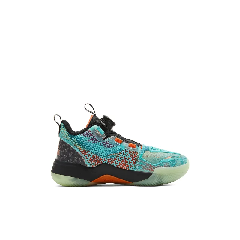 PEAK Slip Resistant Lightweight Cushioning Children's Basketball Shoes Black Orange Teenagers-1