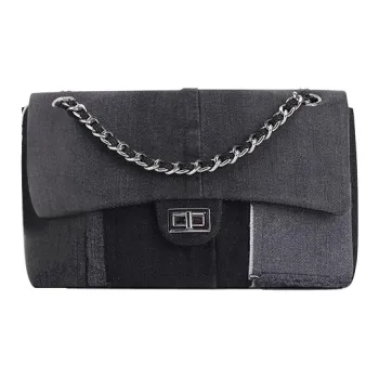 Emotional World Vintage Jeans Disassembled Fabric Shoulder Bag Unisex Black